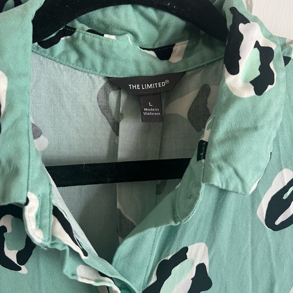 The Limited green print shirt dress large - Picture 3 of 3